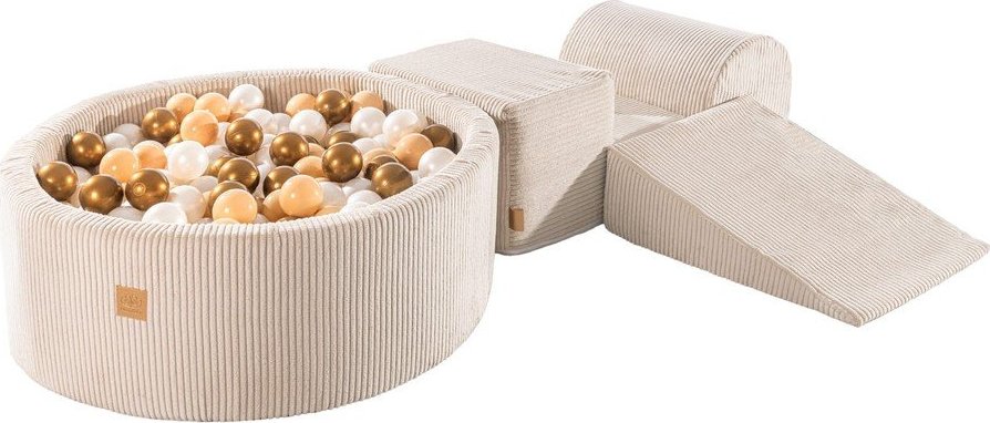 Béžové manšestrové pěnové hřiště 3 ks výška 30 cm 225x90 cm – Meowbaby MeowBaby
