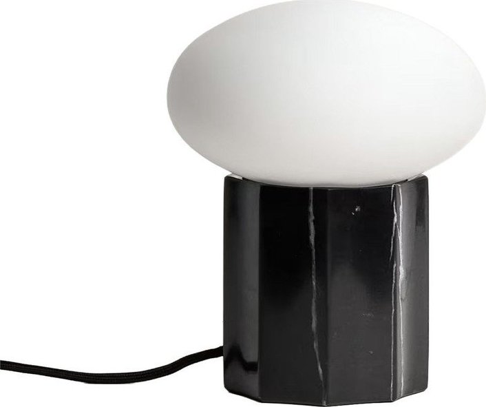 Bílá/černá kovová stolní lampa se skleněným stínidlem (výška 20 cm) Idela – Kave Home Kave Home