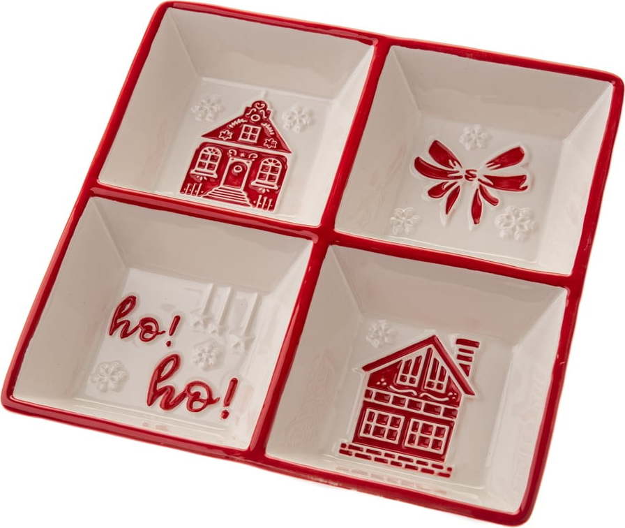 Bílá keramická servírovací miska s vánočním motivem Christmas cottage – Dakls Dakls