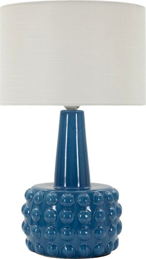 Bílá/modrá keramická stolní lampa s textilním stínidlem (výška 51
