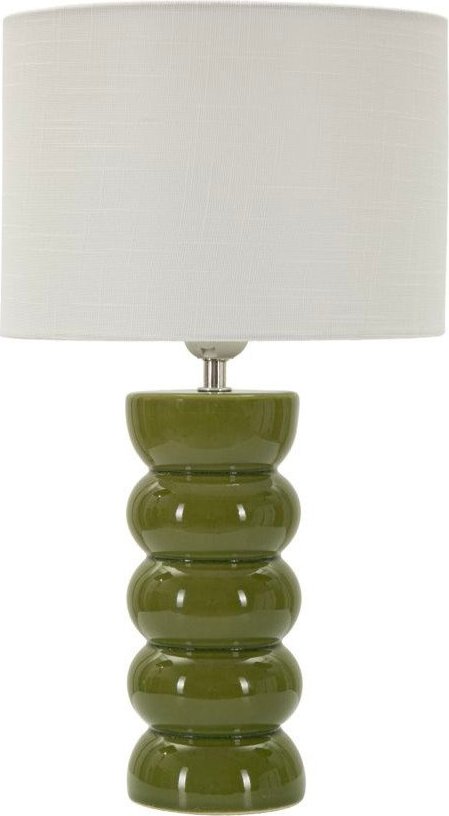 Bílá/zelená keramická stolní lampa s textilním stínidlem (výška 46 cm) Torr – Mauro Ferretti Mauro Ferretti