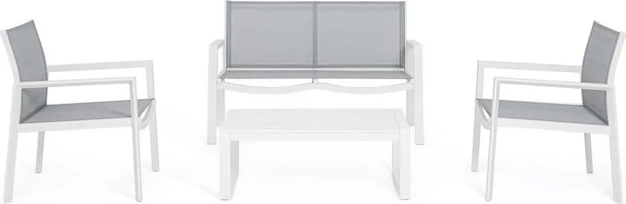 Bílý hliníkový zahradní lounge set pro 4 Kallen – Bizzotto