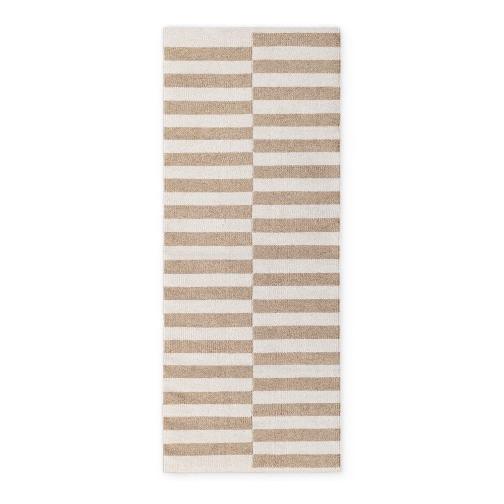 Bílý/světle hnědý oboustranný/ručně tkaný vlněný běhoun 80x200 cm Vika – Hanse Home Hanse Home