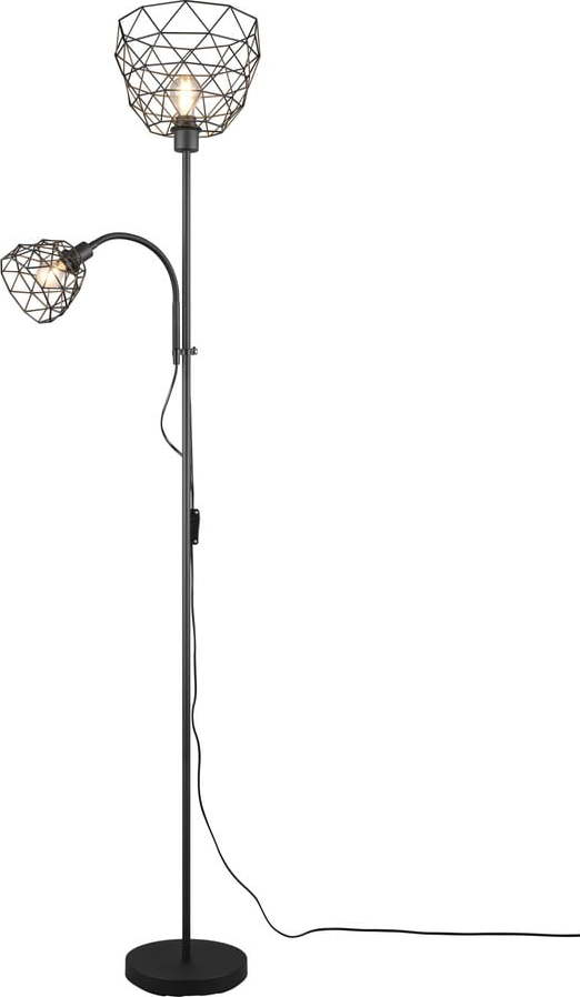Černá stojací lampa s kovovým stínidlem (výška 180 cm) Haval – Reality Reality