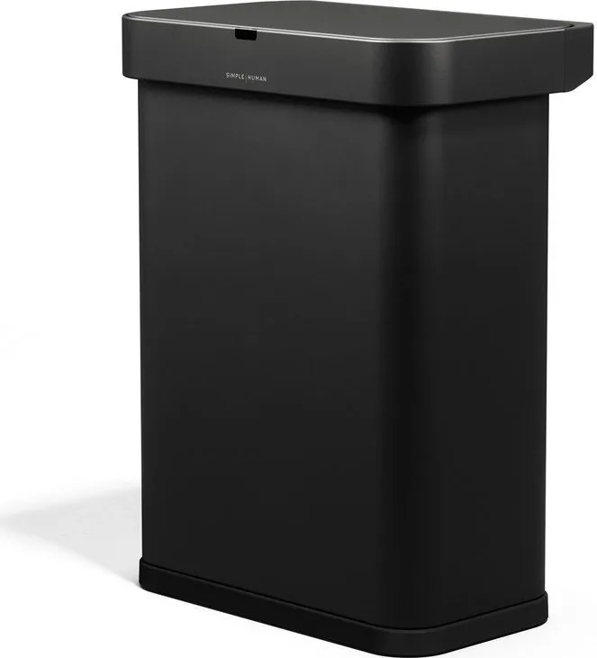 Černý bezdotykový ocelový odpadkový koš 58 l Sensor – simplehuman