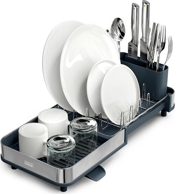 Černý nastavitelný plastový odkapávač 31x19 cm Extend Slim Steel – Joseph Joseph Joseph joseph