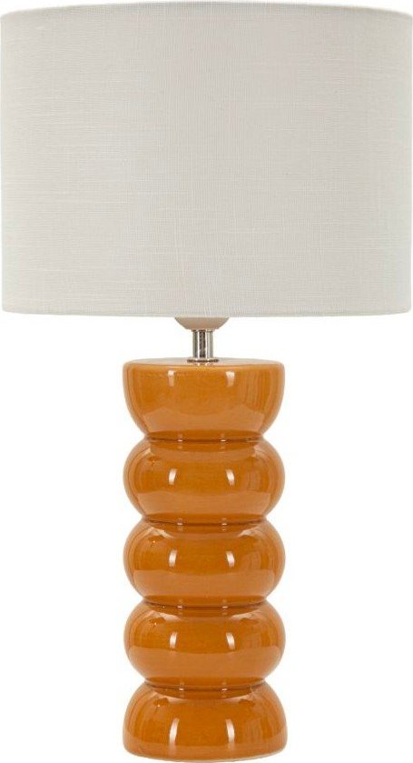 Keramická stolní lampa v hořčicové barvě/bílá s textilním stínidlem (výška 46 cm) Torr – Mauro Ferretti Mauro Ferretti