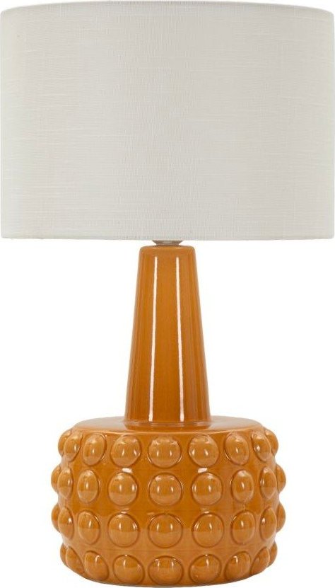 Keramická stolní lampa v hořčicové barvě/bílá s textilním stínidlem (výška 51