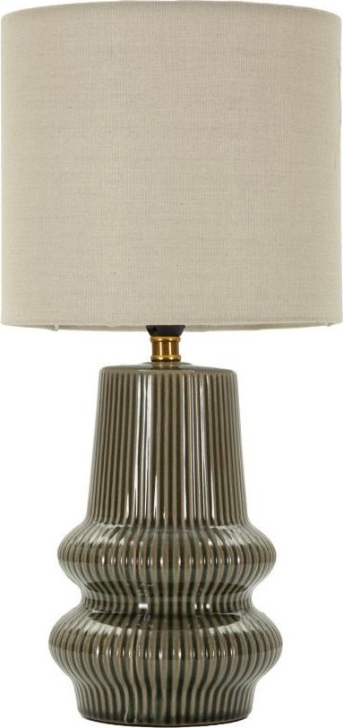 Khaki/krémová keramická stolní lampa s textilním stínidlem (výška 41