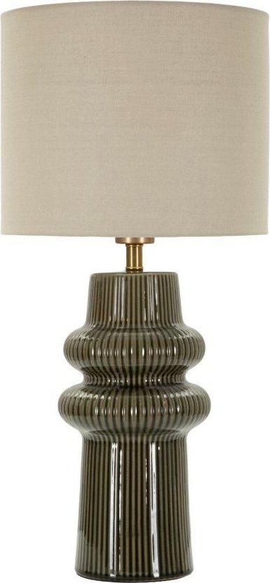 Khaki/krémová keramická stolní lampa s textilním stínidlem (výška 64