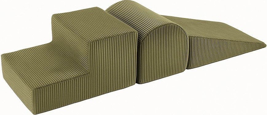 Khaki manšestrové pěnové hřiště 3 ks výška 30 cm 45x143 cm – Meowbaby MeowBaby