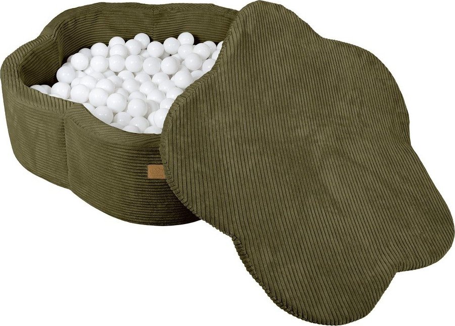 Khaki manšestrový bazének s míčky ø 90 cm výška 30 cm – Meowbaby MeowBaby