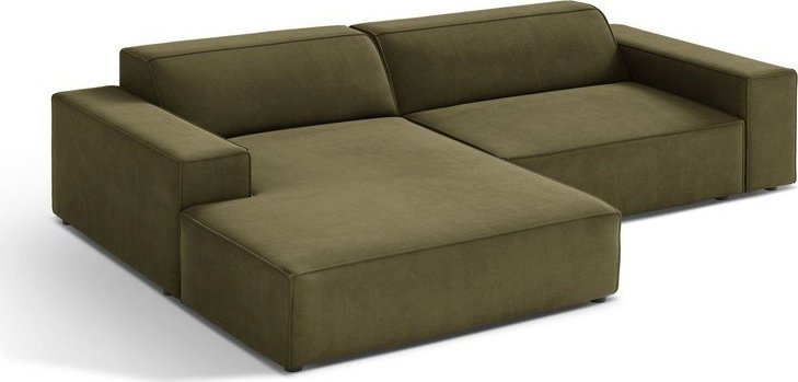 Khaki sametová modulární rohová pohovka (levý roh/s lenoškou) Jodie – Micadoni Micadoni