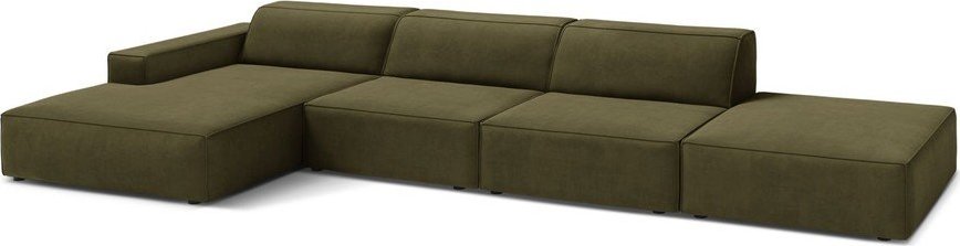 Khaki sametová modulární rohová pohovka (levý roh/s lenoškou) Jodie – Micadoni Micadoni