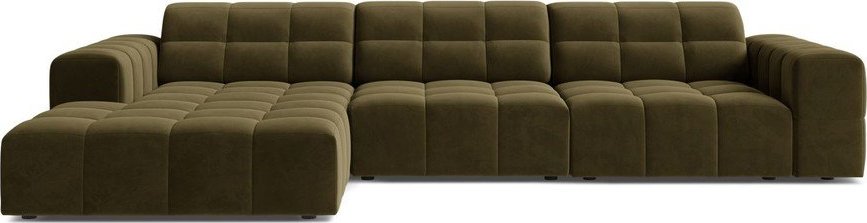 Khaki sametová rohová pohovka (levý roh/s lenoškou) Chicago – Cosmopolitan Design Cosmopolitan design
