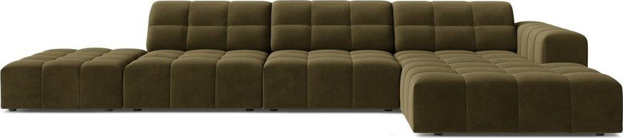 Khaki sametová rohová pohovka (pravý roh/s lenoškou) Chicago – Cosmopolitan Design Cosmopolitan design