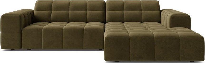 Khaki sametová rohová pohovka (pravý roh/s lenoškou) Chicago – Cosmopolitan Design Cosmopolitan design