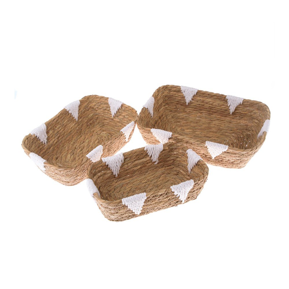 Košíky v sadě 3 ks z proutí ø 34x10 cm – Dakls Dakls
