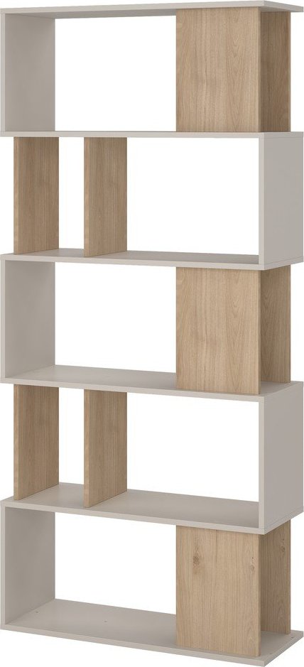 Krémová knihovna v dekoru dubu 80x173