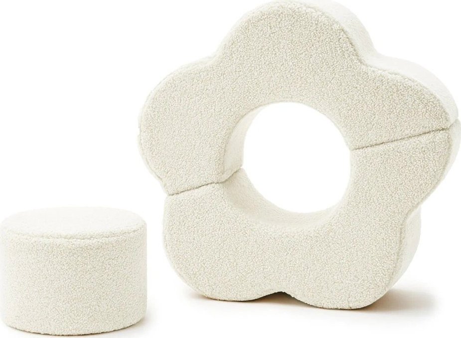 Krémové pěnové hřiště 3 ks z materiálu bouclé výška 27 cm 88x90 cm – Meowbaby MeowBaby