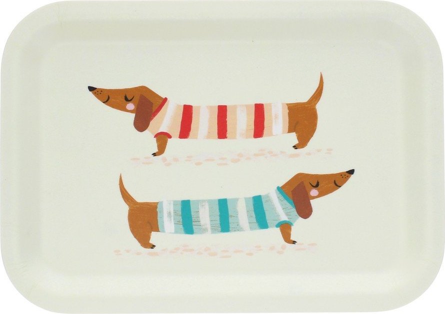 Krémový dřevěný dětský tác 20x28 cm Sausage dog – Rex London Rex London