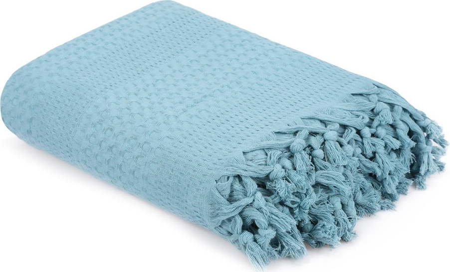 Modrý bavlněný přehoz přes postel na dvoulůžko Mijolnir