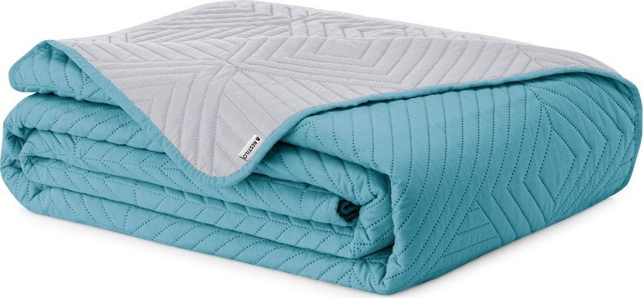 Modrý/světle šedý prošívaný přehoz z mikrovlákna 220x240 cm Softa – Restilo Restilo