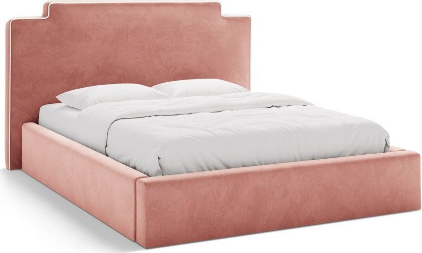 Růžová čalouněná dvoulůžková postel s úložným prostorem s roštem 180x200 cm Princess – Micadoni Micadoni
