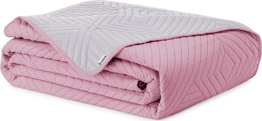 Růžový/světle šedý prošívaný přehoz z mikrovlákna 240x260 cm Softa – Restilo Restilo