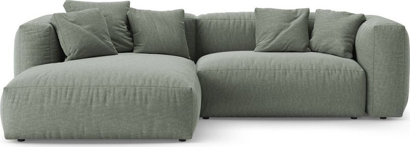 Šedozelená rozkládací modulární rohová pohovka (levý roh/s lenoškou) Martina – Micadoni Micadoni