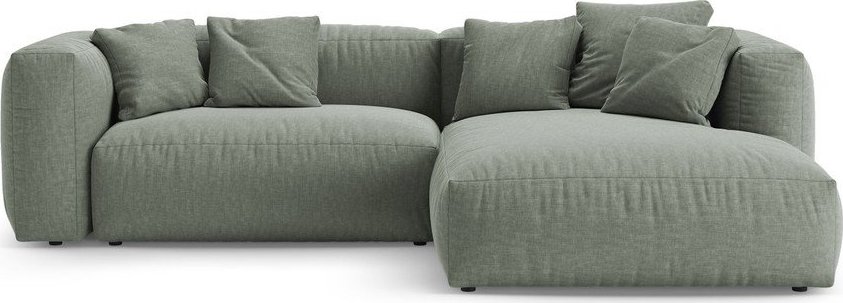 Šedozelená rozkládací modulární rohová pohovka (pravý roh/s lenoškou) Martina – Micadoni Micadoni
