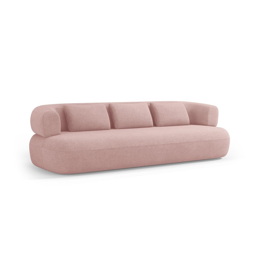 Světle růžová pohovka z textilie bouclé 226 cm Jenny – Micadoni Micadoni