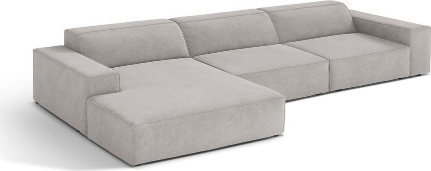 Světle šedá modulární rohová pohovka (levý roh/s lenoškou) Jodie – Micadoni Micadoni