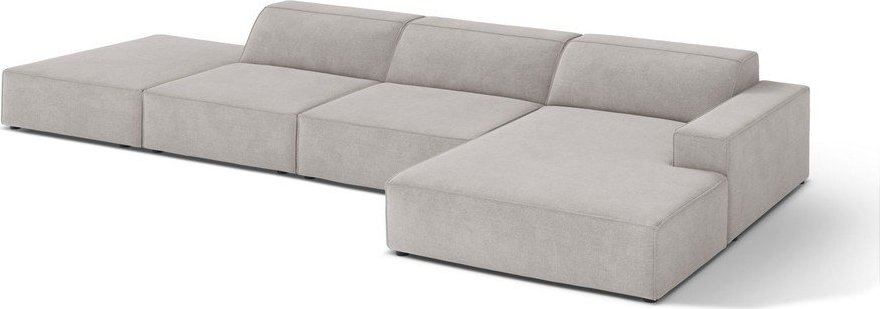 Světle šedá modulární rohová pohovka (pravý roh/s lenoškou) Jodie – Micadoni Micadoni
