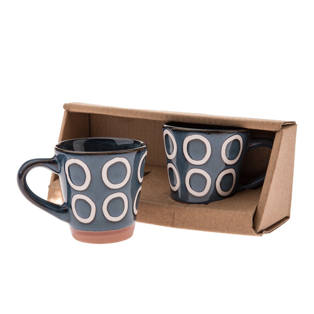 Tmavě modré keramické hrnky v sadě 2 ks na espresso 100 ml Rings – Dakls Dakls