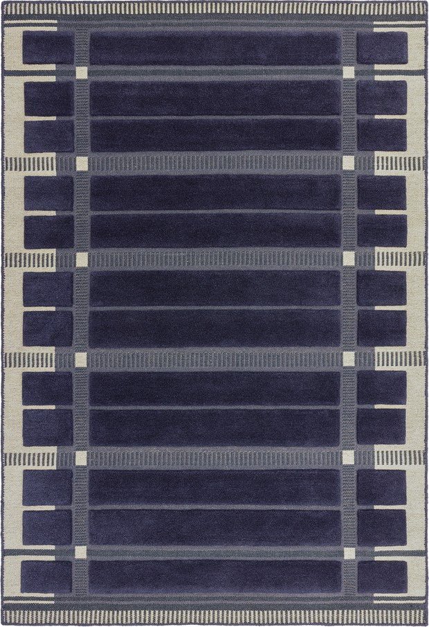 Tmavě modrý/béžový ručně tkaný vlněný koberec 120x170 cm – Asiatic Carpets Asiatic Carpets