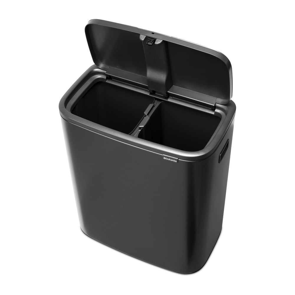 Tmavě šedý dotykový ocelový odpadkový koš na tříděný odpad 2x30 l Bo Touch Bin – Brabantia Brabantia