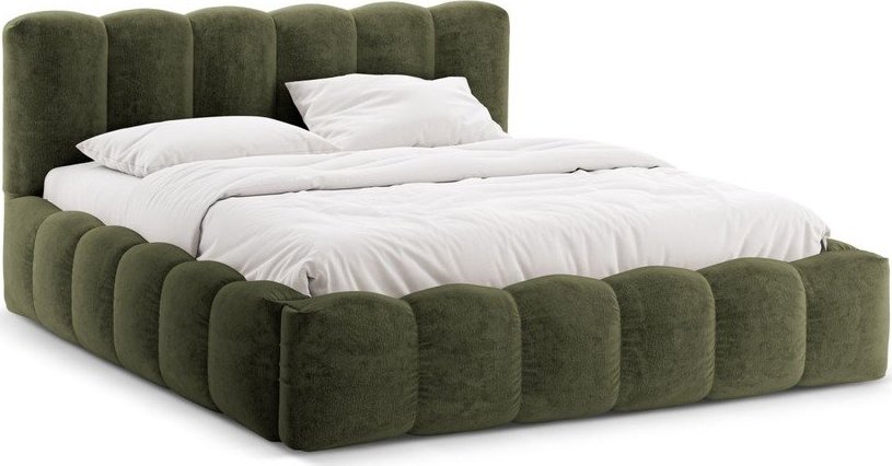 Zelená čalouněná dvoulůžková postel s úložným prostorem s roštem 180x200 cm Lupine – Micadoni Micadoni