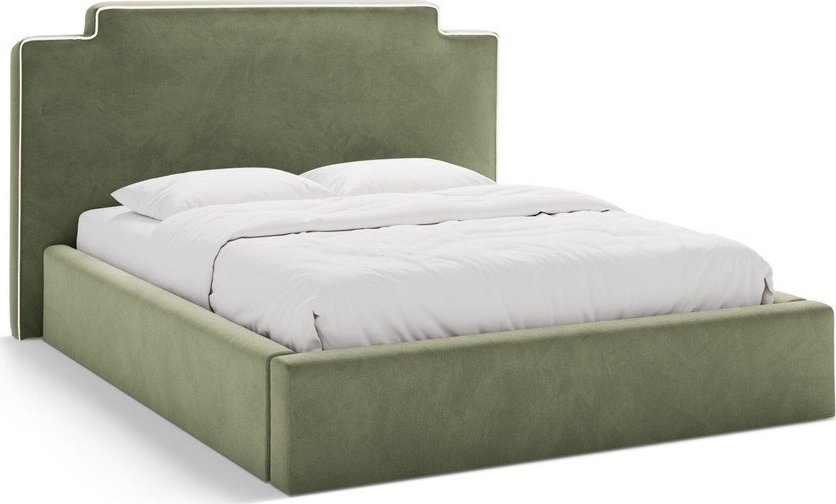 Zelená čalouněná dvoulůžková postel s úložným prostorem s roštem 180x200 cm Princess – Micadoni Micadoni
