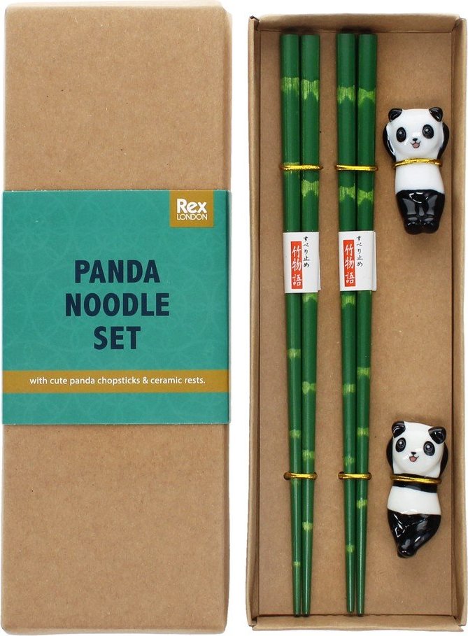 Zelené dřevěné hůlky v sadě 2 ks pro 2 osoby Panda – Rex London Rex London
