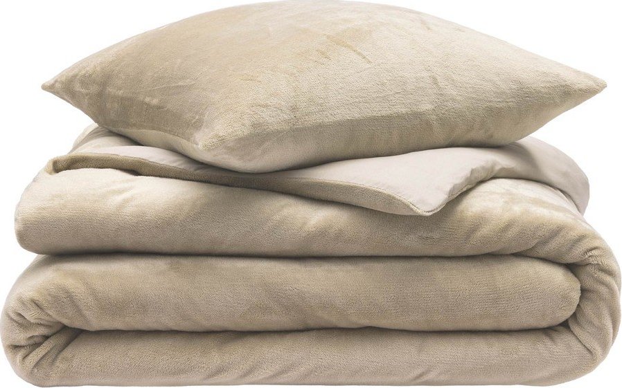 Béžové 3dílné povlečení na dvoulůžko/prodloužené z mikroflanelu 240x220 cm Flanou – douceur d'intérieur Douceur d intérieur