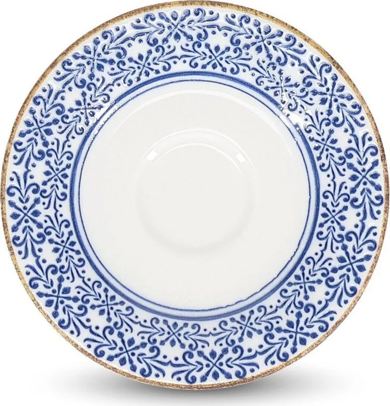 Bílý/modrý porcelánový podšálek ø 14 cm Azul – BonBistro