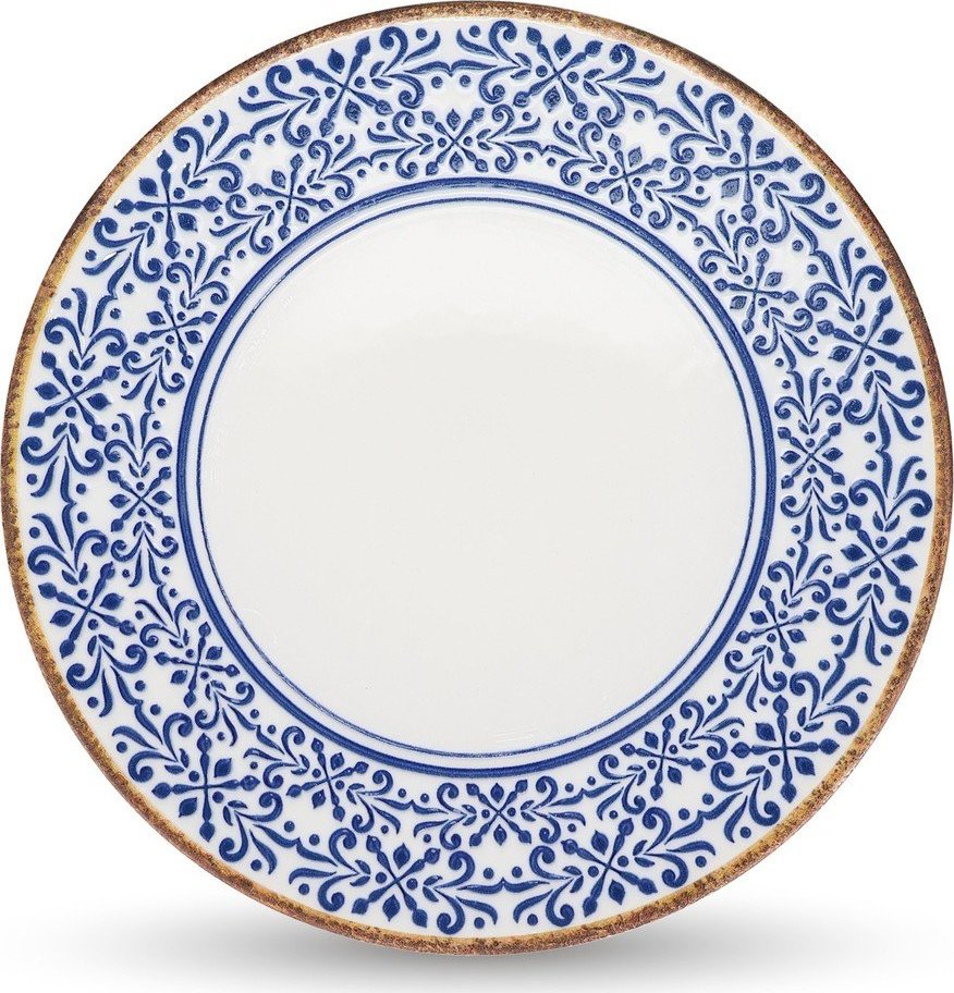 Bílý/modrý servírovací porcelánový talíř ø 32 cm Azul – BonBistro BonBistro
