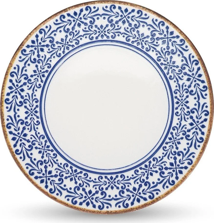 Bílý/modrý servírovací porcelánový talíř ø 32 cm Azul – BonBistro