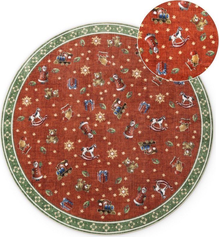 Červený/zelený kulatý koberec s vánočním motivem ø 160 cm Toy's Delight Nostalgic Noel Red Green – Villeroy&Boch Villeroy & boch