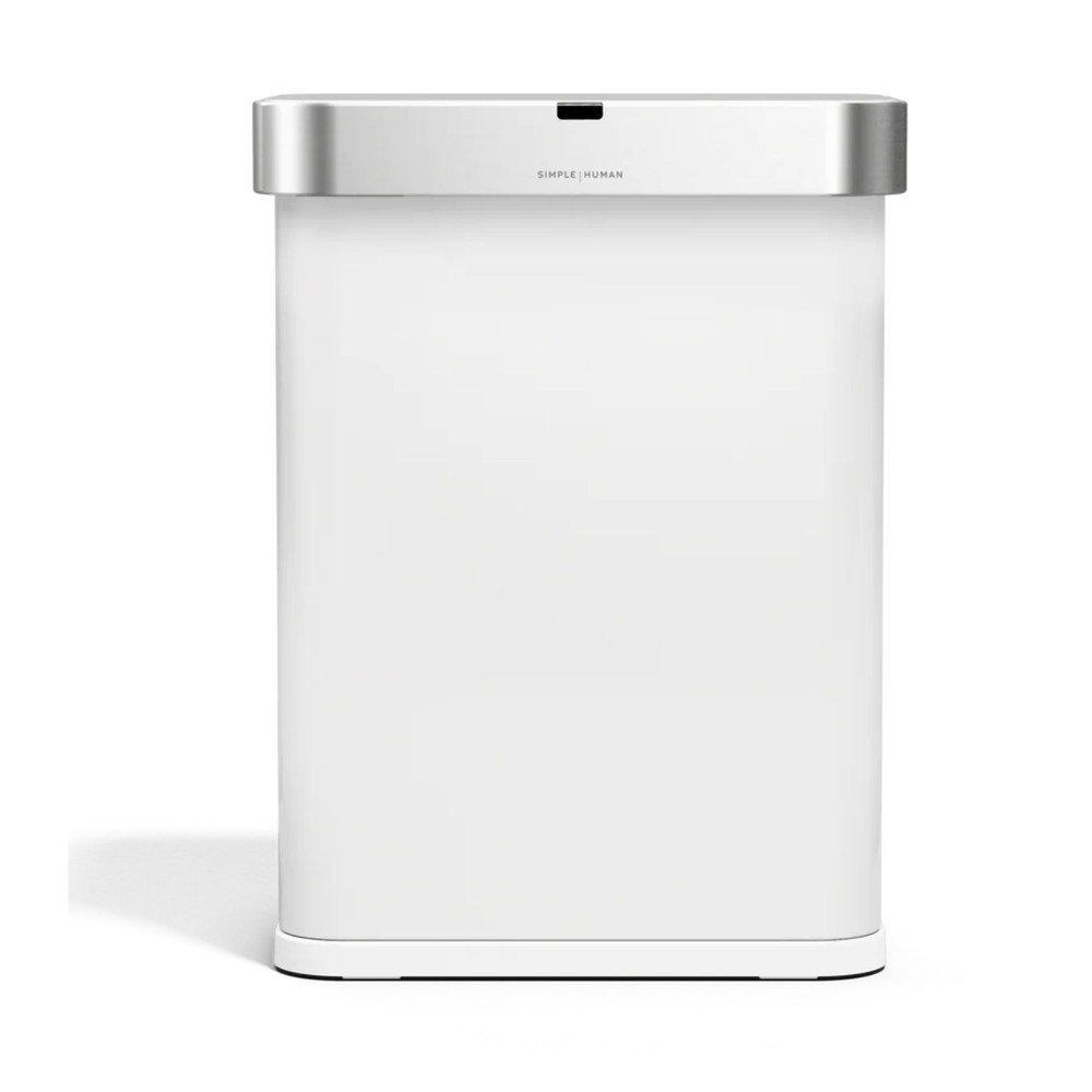 Matně bílý bezdotykový ocelový odpadkový koš 58 l Sensor – simplehuman Simplehuman
