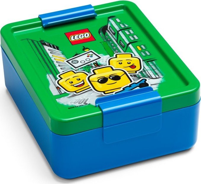 Modrý box na svačinu se zeleným víčkem LEGO® Iconic LEGO