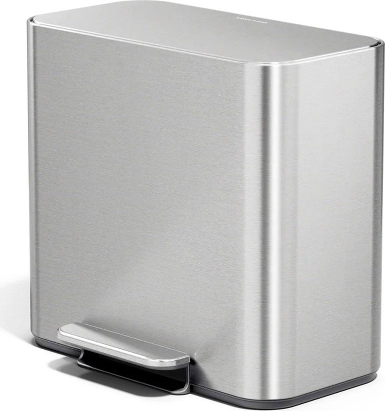 Odpadkový koš na tříděný odpad/nášlapný z nerezové oceli v matně stříbrné barvě 15 l Dual Mini – simplehuman Simplehuman