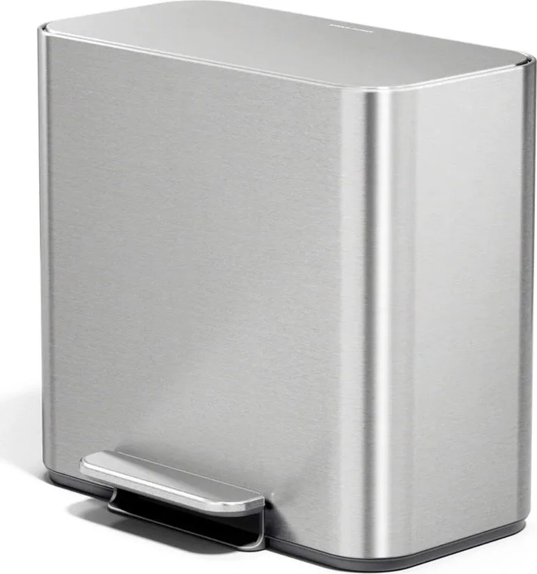Odpadkový koš na tříděný odpad/nášlapný z nerezové oceli v matně stříbrné barvě 15 l Dual Mini – simplehuman