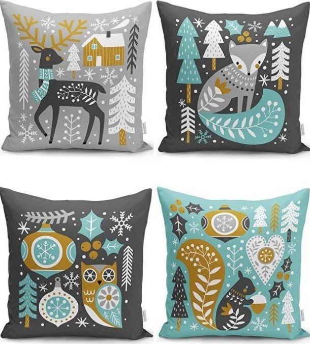 Povlaky na polštáře v sadě 4 ks s vánočním motivem 43x43 cm Merry Christmas – Mila Home Mila Home